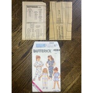 Butterick 4883 Vintage Little Girls Jumpsuit Shorts Pants Size 4-5-6 Uncut FF